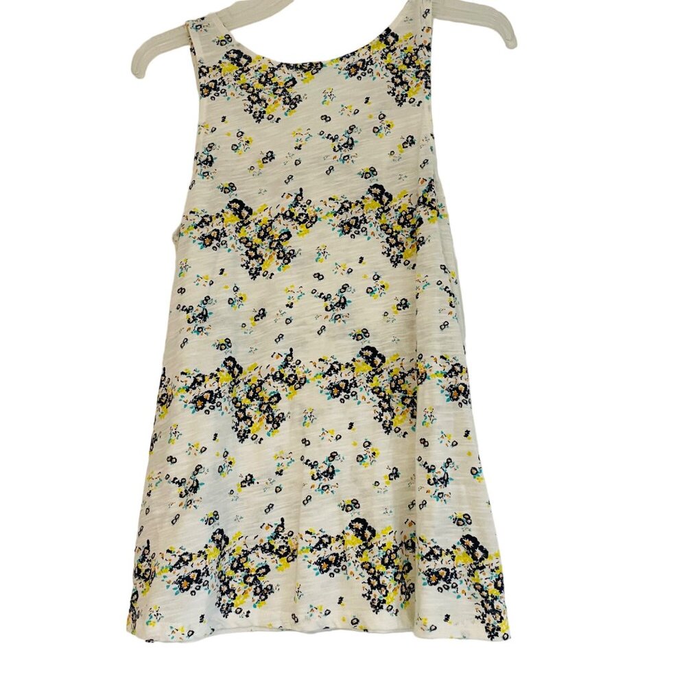 Maurices Floral Lace Front Tank Top M White & Yellow Polyester - Picture 4 of 9